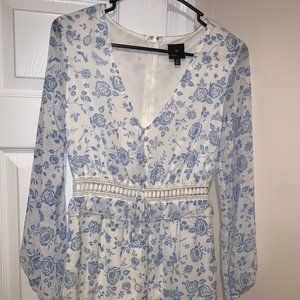 Floral Romper (Blue and White)